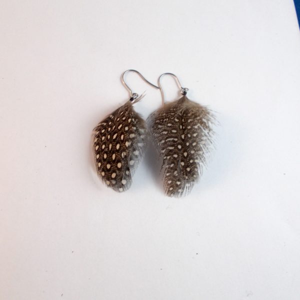 natural polka dot feather earrings Real Feather earrings