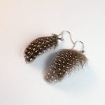 natural polka dot feather earrings Real Feather earrings
