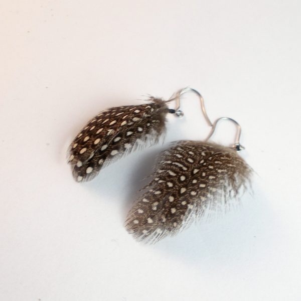 natural polka dot feather earrings Real Feather earrings
