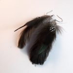 mini raven black with spots natural feather feather earrings