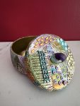 Handcrafted Polymer Clay 3-1/2" Container - "Patchwork Delight"