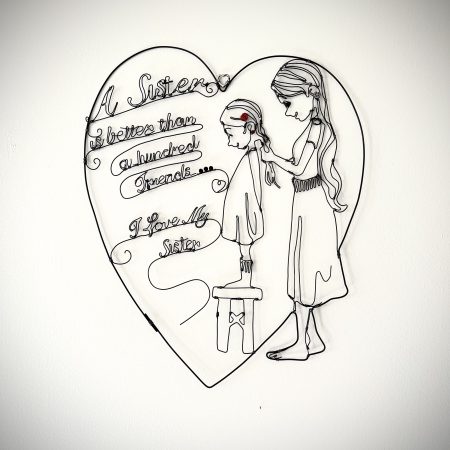 Sisters in Heart Wire Wall Art