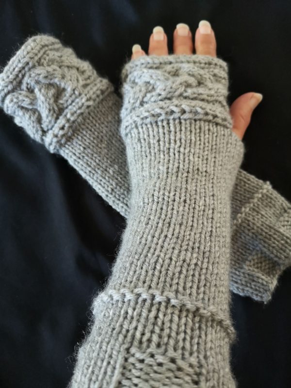 Gray 18th Century Scottish Highlands Fingerless Gloves Armwarmer