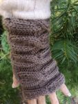 Truffle Brown Fingerless Cable Knit Gloves Mittens