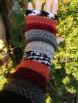 Multicolor Striped Knit Fingerless Wool Blend Gloves ArmWarmers