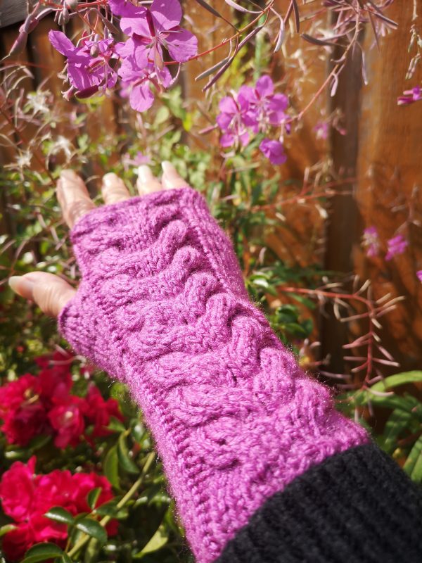 Pink Grape Soda HandKnit Fingerless Texting Gloves Mittens