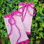 Handmade Fingerless Glovelets Gloves Mittens Color dusty pink/pink rose garden