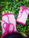 Hand-Knitted Fingerless Glovelets Gloves Mittens Pink