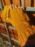Golden Yellow Handmade Knitted Seamless Wool Blend Gloves