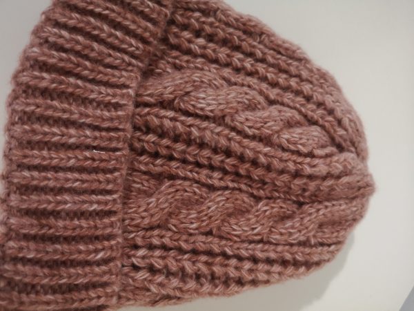 Twist Knit Hat Toque Beanie Dark Rose