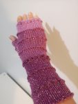 Pink Tones Silver Sparkle Glitter Knit Fingerless Gloves Armwarmer