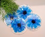 Stunning Blue Alcohol Ink Resin Coasters - Hand Poured, Unique Design, Bold & Calming Accent (Set of 4)