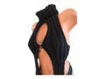 Rib Knit ORing Party Rave Festival Turtleneck Halter Top Black