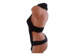 Rib Knit ORing Party Rave Festival Turtleneck Halter Top Black