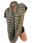 Green Pink Handknit Minimalist Infinity Scarf