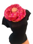 Handmade Twist Knit Infinity Scarf Orange Pink