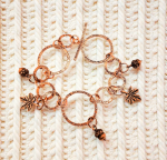 Handmade Copper Acorn Maple Leaf Bracelet - Autumn Nature Jewelry Hammered Texture Toggle Clasp