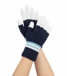 Blue and White Handknit Gloves Mittens For Women And Men