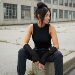 Black Knitted Fingerless Lace Armwarmer
