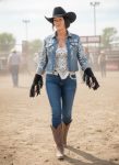 Black Fingerless Fringes Cowgirl Stampede Rodeo Gloves Mittens ArmWarmer