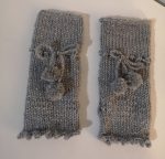 Gray Silver Glitter Handmade Knit Seamless Gloves