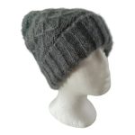Grey Heather Knitted Lined Pompom Toque Beanie Winter Hat