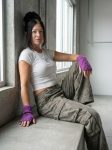 Pink Handmade Heart Ajour Knit Fingerless Texting Gloves Mittens