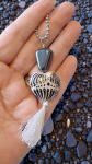 Goth Black Heart Pendant Hand Painted Glass Unique Valentine Gift for Her Dark Romance Jewelry