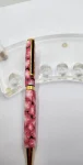 Art Deco Twist Pen, Abstract, Titanium Gold .Pink Flower, designed Pen, Hand turned pen, Handmade