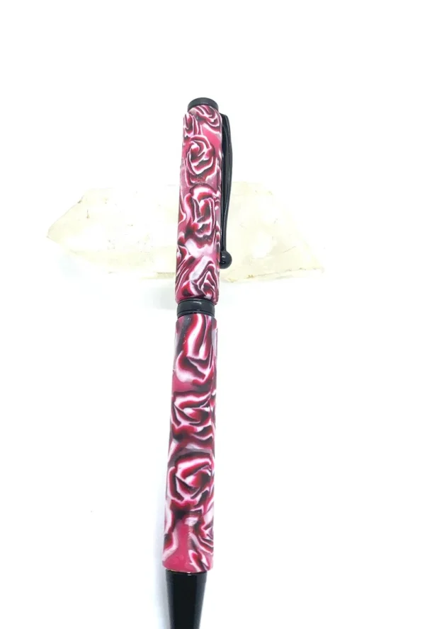 Roses Red designed Pen ,Art Deco Twist Pen in Black , Hand turned pen, Handmade