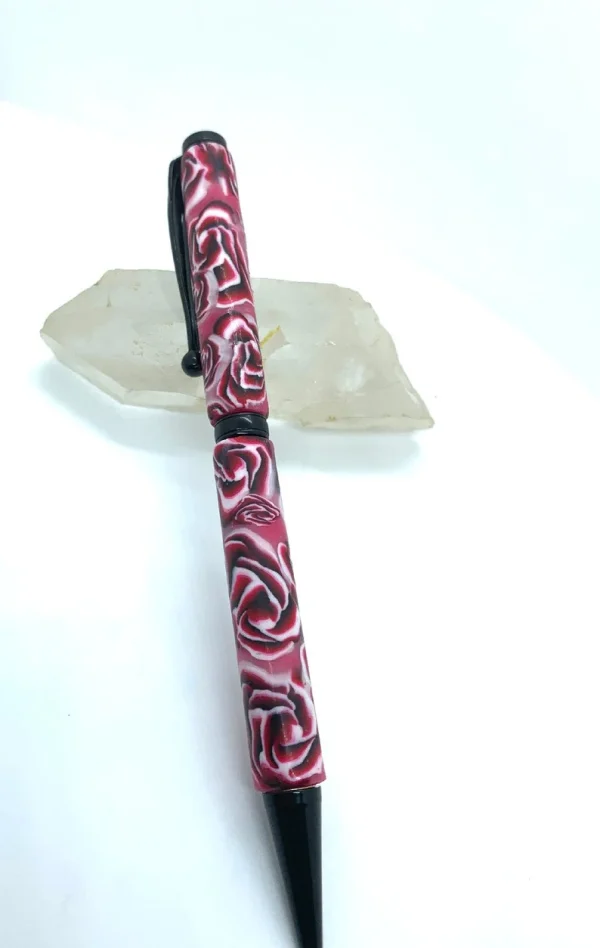 Roses Red designed Pen ,Art Deco Twist Pen in Black , Hand turned pen, Handmade
