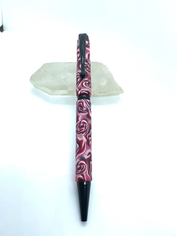 Roses Red designed Pen ,Art Deco Twist Pen in Black , Hand turned pen, Handmade