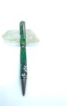 Art Deco Twist Pen in Antique Silver . White daises with leaves designed Pen, Hand turned pen, Handmade