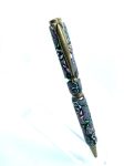 Art Deco Twist Pen in Antique Brass .Gnome and mushroom designed Pen, Hand turned pen, Handmade