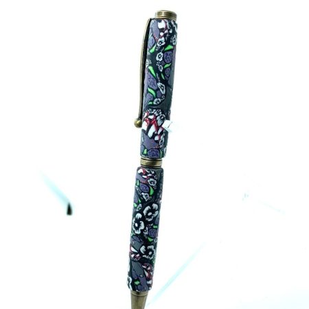 Art Deco Twist Pen in Antique Brass .Gnome and mushroom designed Pen, Hand turned pen, Handmade