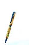 Art Deco Twist Pen in Titanium Blue . Sunflowers designed Pen, Hand turned pen, Handmade