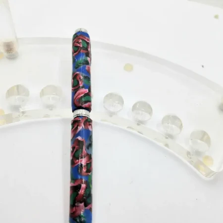 Art Deco Twist Pen in Chrome .Red Poppy designed Pen, Hand turned pen, Handmade
