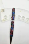 Art Deco Twist Pen in Chrome .Red Poppy designed Pen, Hand turned pen, Handmade
