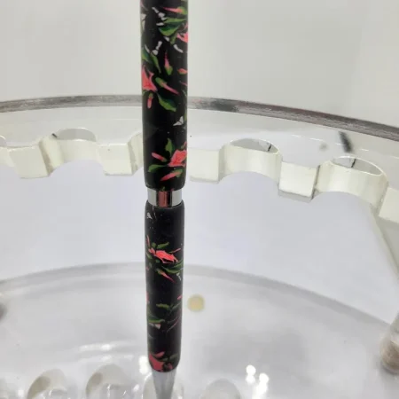 Art Deco Twist Pen in Chrome .Tea rose designed Pen, Hand turned pen, Handmade