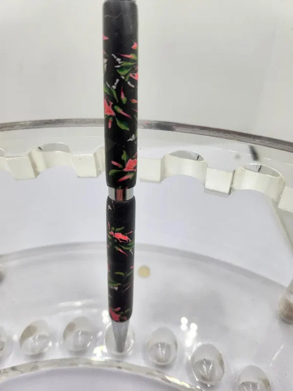Art Deco Twist Pen in Chrome .Tea rose designed Pen, Hand turned pen, Handmade