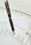 Art Deco Twist Pen in Chrome .Red Poppy designed Pen, Hand turned pen, Handmade