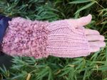 Marsala Rose Pink Handmade Knitted Plush Fingerless Gloves
