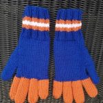 Blue and Orange Handknit Gloves Mittens For Women And Men