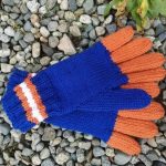 Blue and Orange Handknit Gloves Mittens For Women And Men