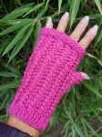 Candy Pink HandKnit Fingerless Gloves Mittens Glovelet Rose Bonbon