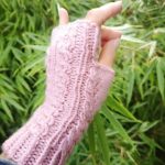 Rose Pink Seamless Fingerless Texting Mittens Gloves Handmade