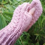 Rose Pink Seamless Fingerless Texting Mittens Gloves Handmade