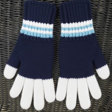 Blue and White Handknit Gloves Mittens For Women And Men