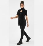 Rib Knit ORing Party Rave Festival Turtleneck Halter Top Black