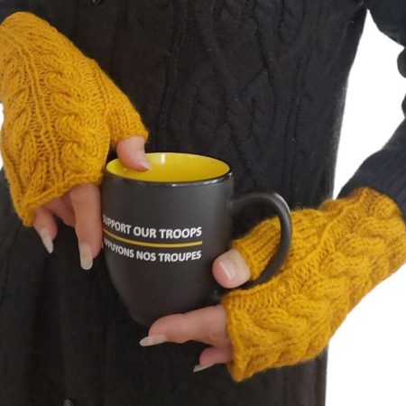 Yellow Handmade in Canada Knitted Fingerless Texting Gloves